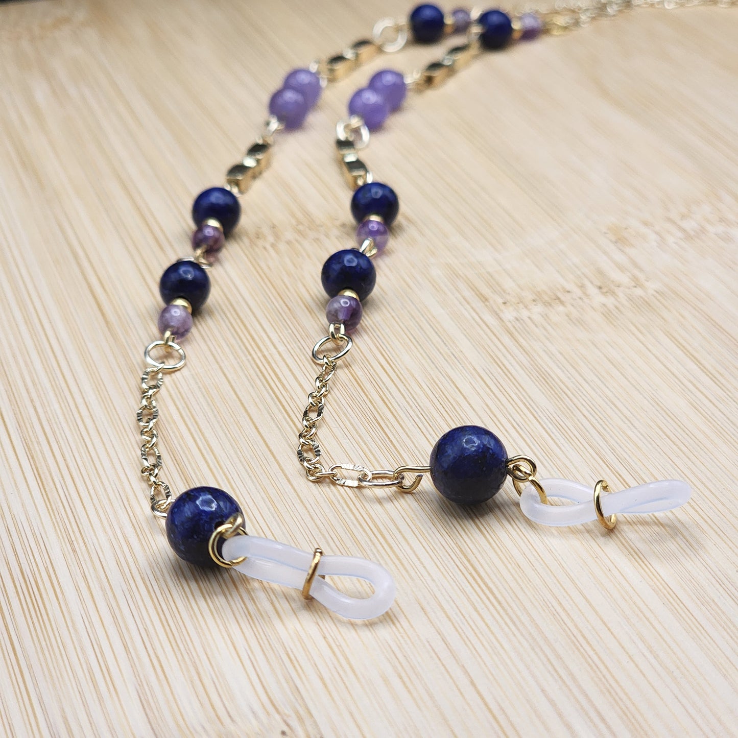 Amethyst & Lapis Eyeglass Chain