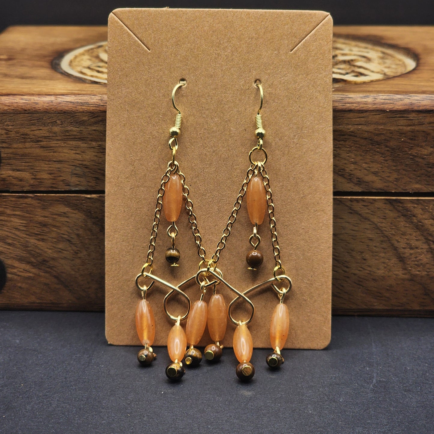 Red Aventurine & Tigers Eye Earrings