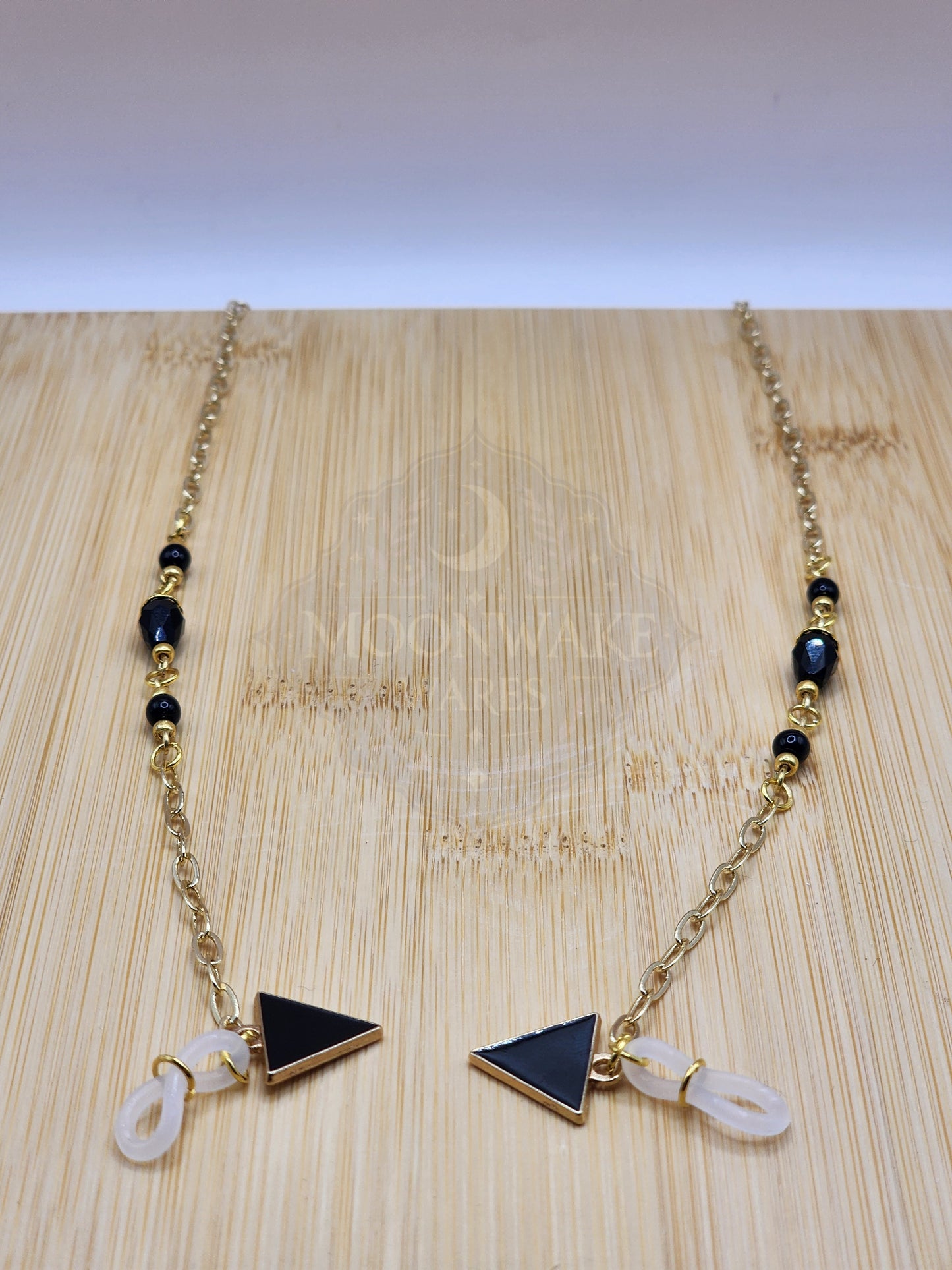 Obsidian & Black Glass Eyeglass Chain