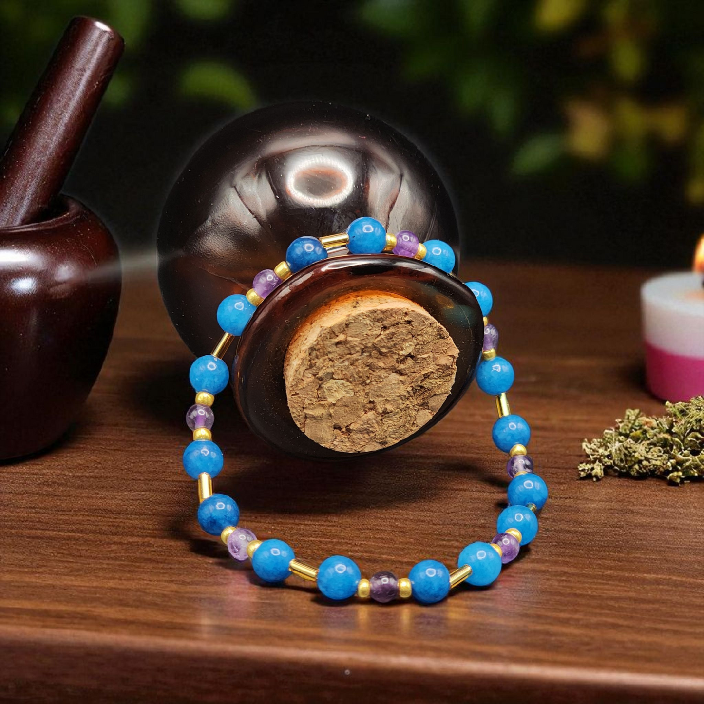 "Calm Insight" – Dolomite & Amethyst Bracelet