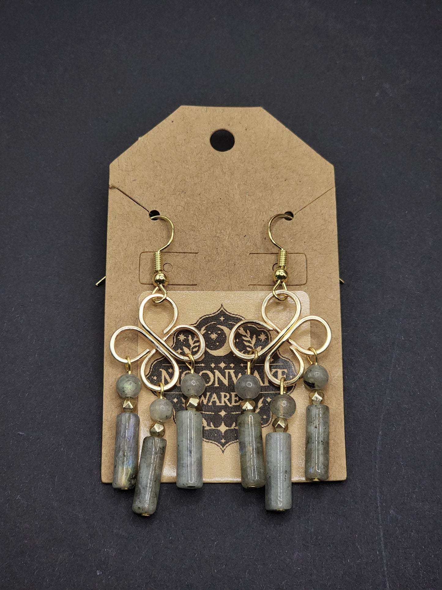 Labradorite Clover Dangle Earrings