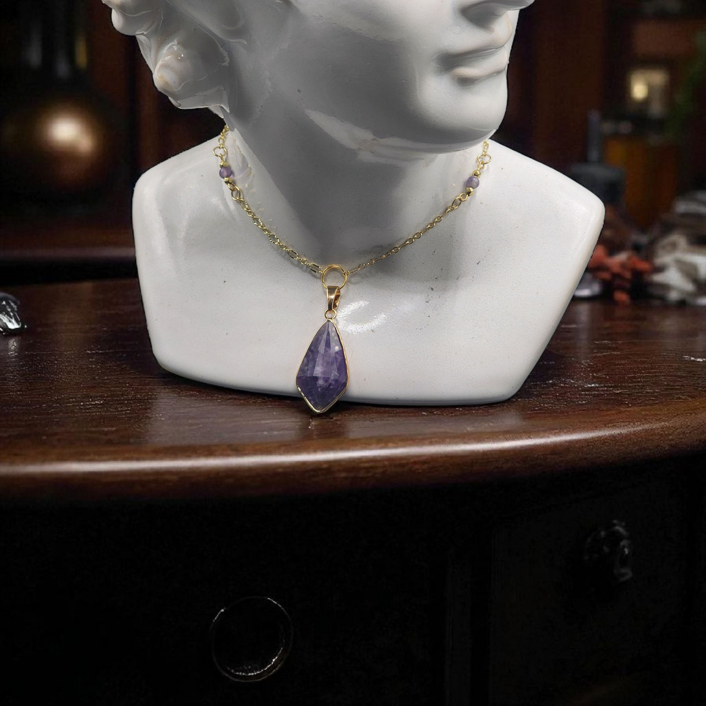 "Tranquil Strength" – Amethyst Pendant Necklace
