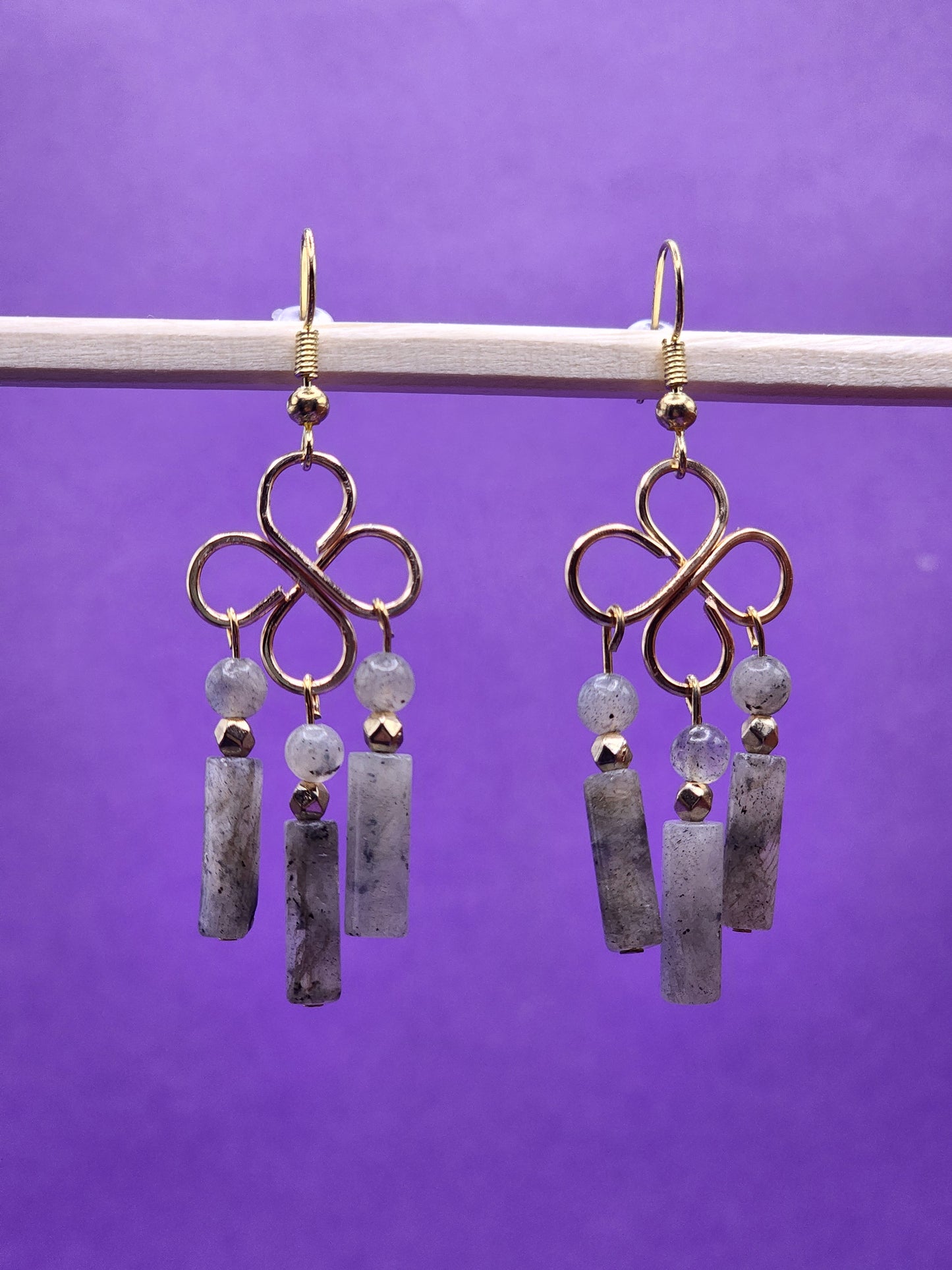Labradorite Clover Dangle Earrings