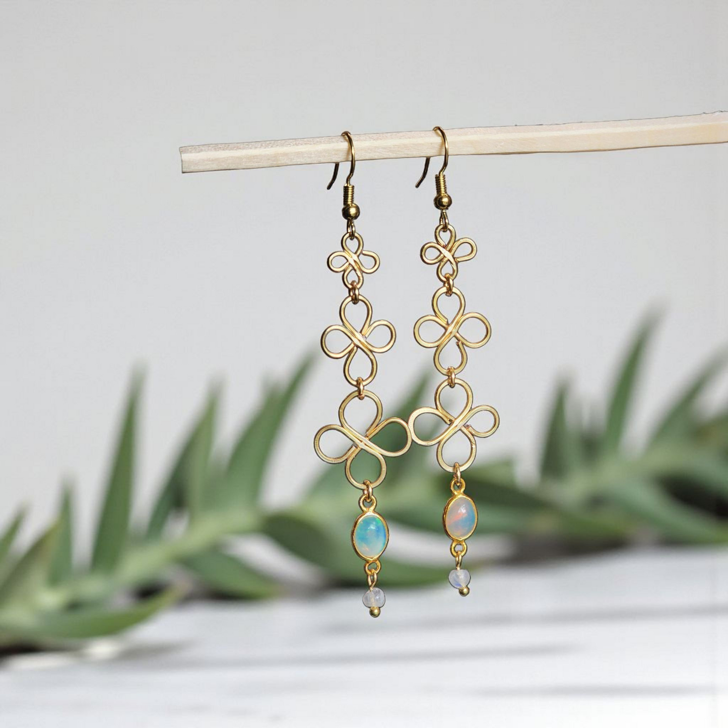Genuine Opal & Moonstone Earrings