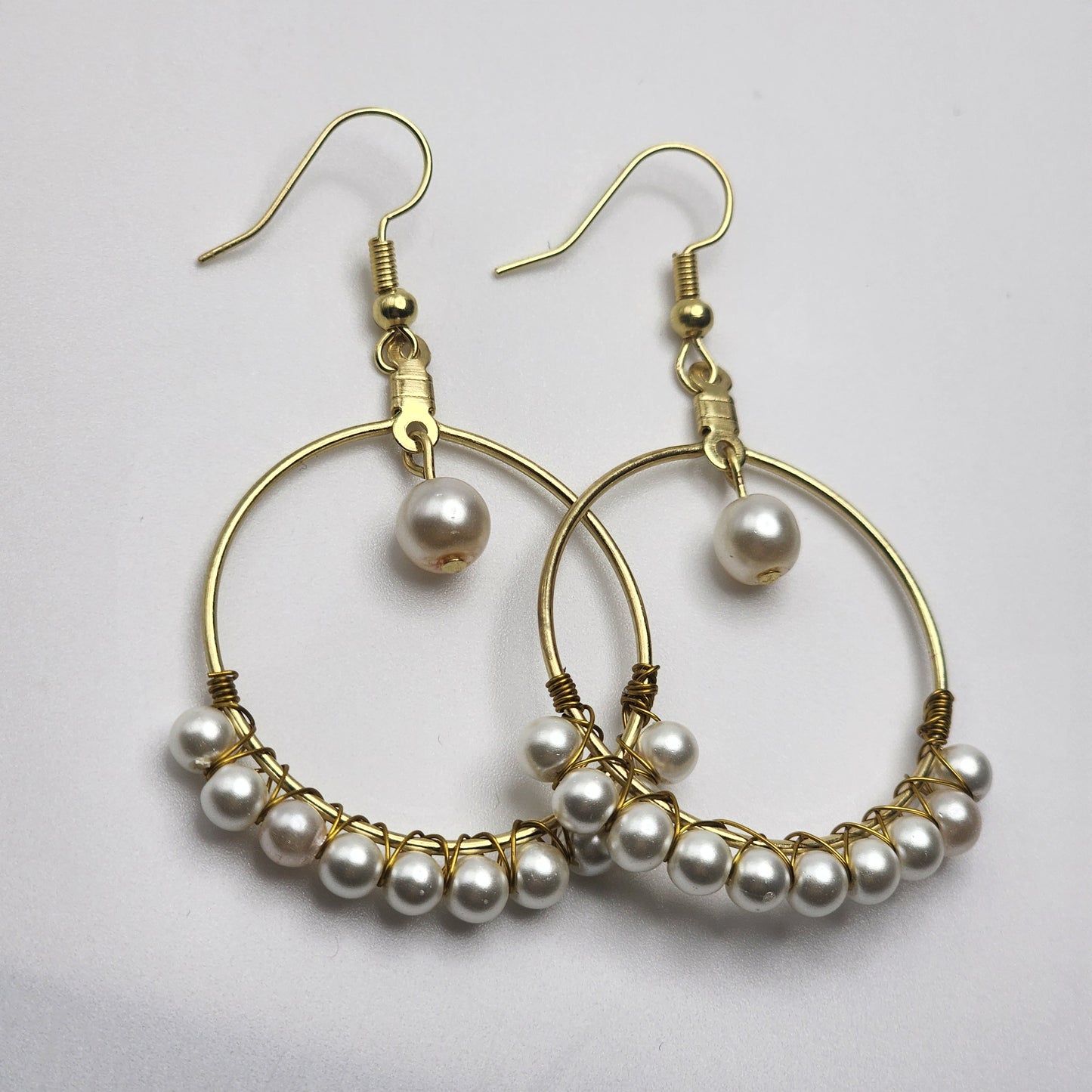 Synthetic Pearl Hoop Earrings