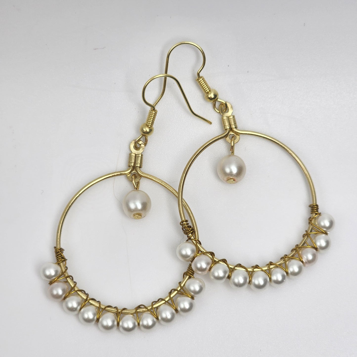 Synthetic Pearl Hoop Earrings
