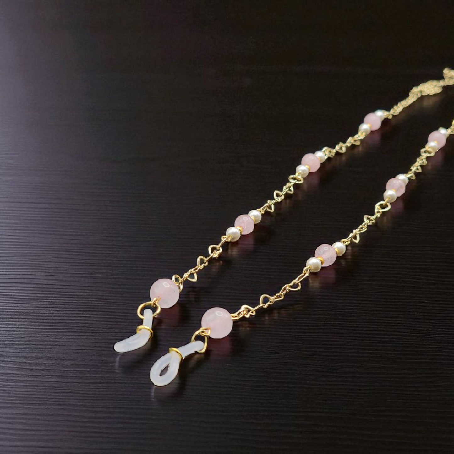 Rose Quartz Beaded Eyeglass Chain