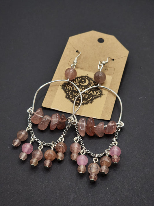Strawberry Quartz Hoop Earrings
