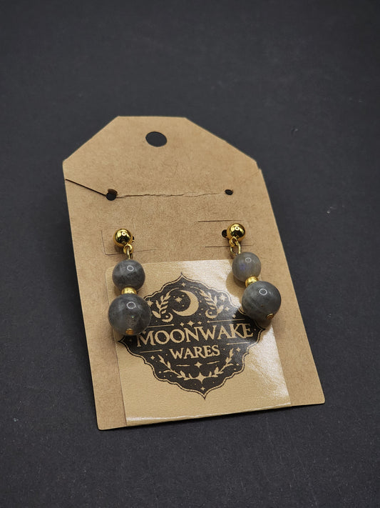 Labradorite Drop Stud Earrings