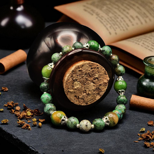 "Earthbound Harmony" – African Turquoise & African Jade Bracelet
