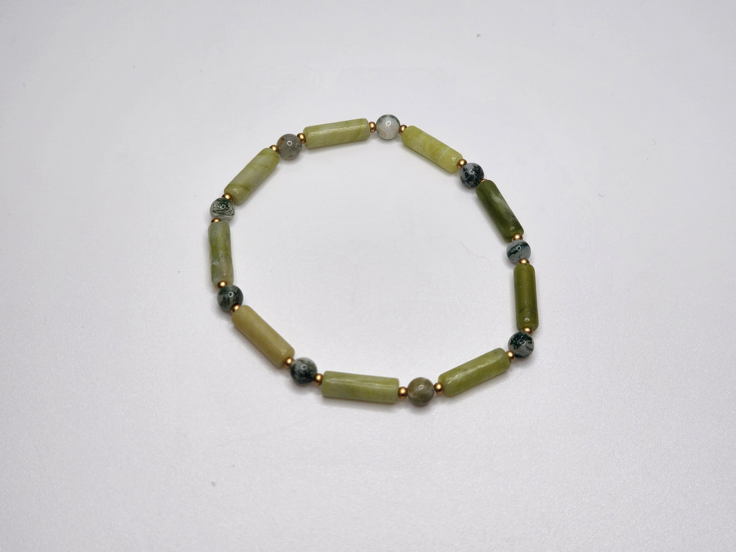“Forest Stillness" – Jade & Tree Agate Bracelet