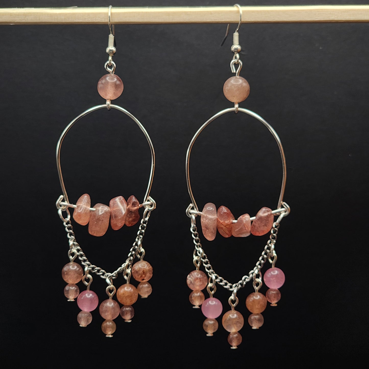 Strawberry Quartz Hoop Earrings