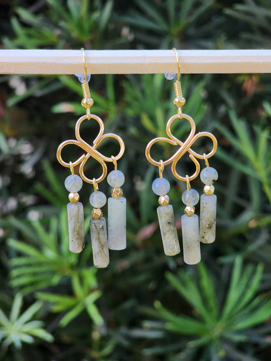Labradorite Clover Dangle Earrings