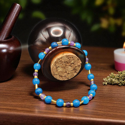 "Calm Insight" – Dolomite & Amethyst Bracelet