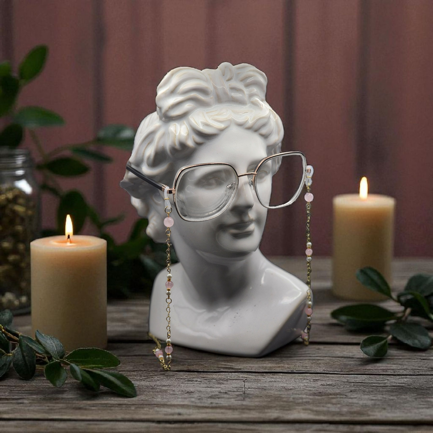 Rose Quartz Beaded Eyeglass Chain