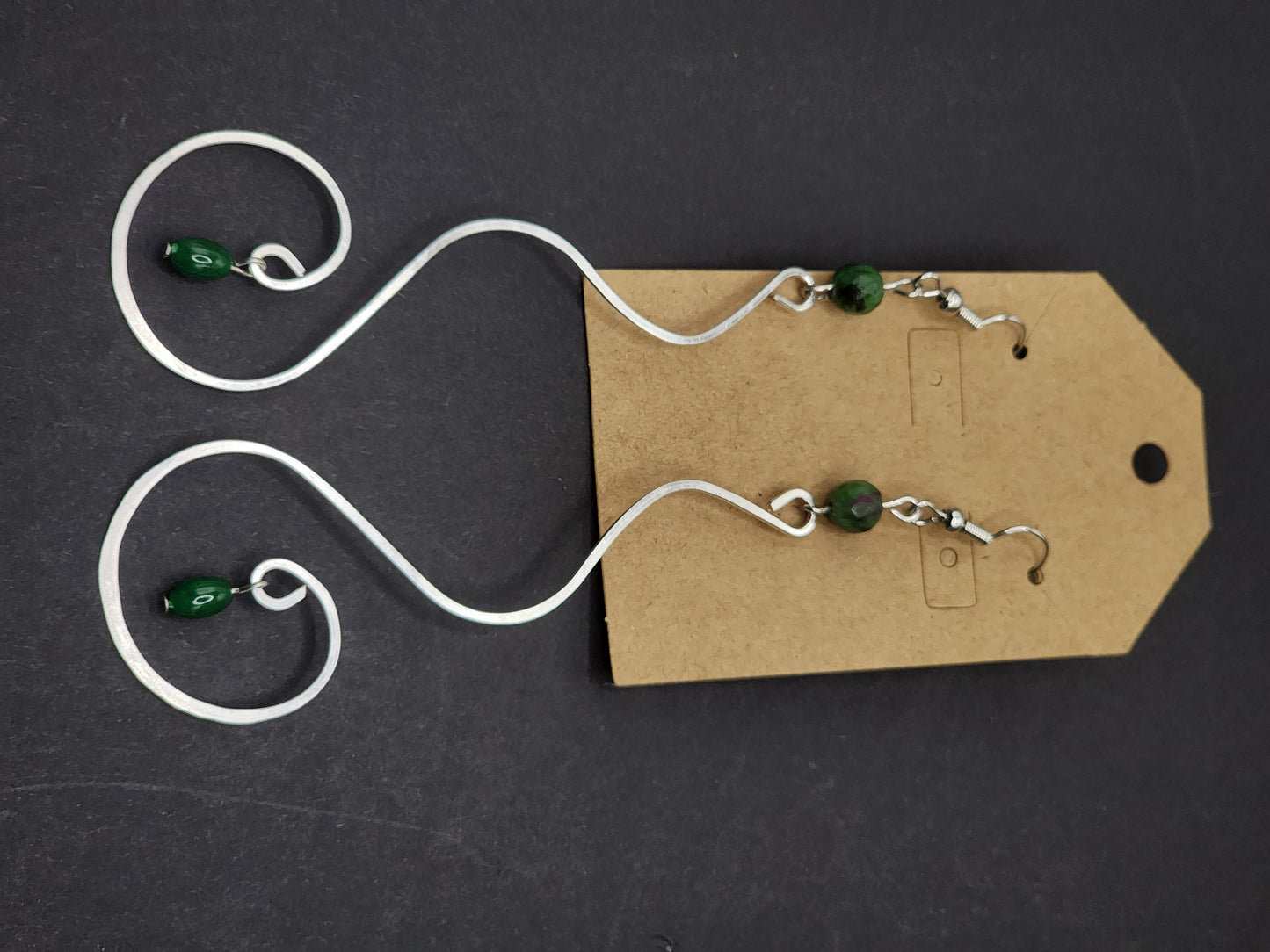 Jade & Ruby in Zoisite Earrings