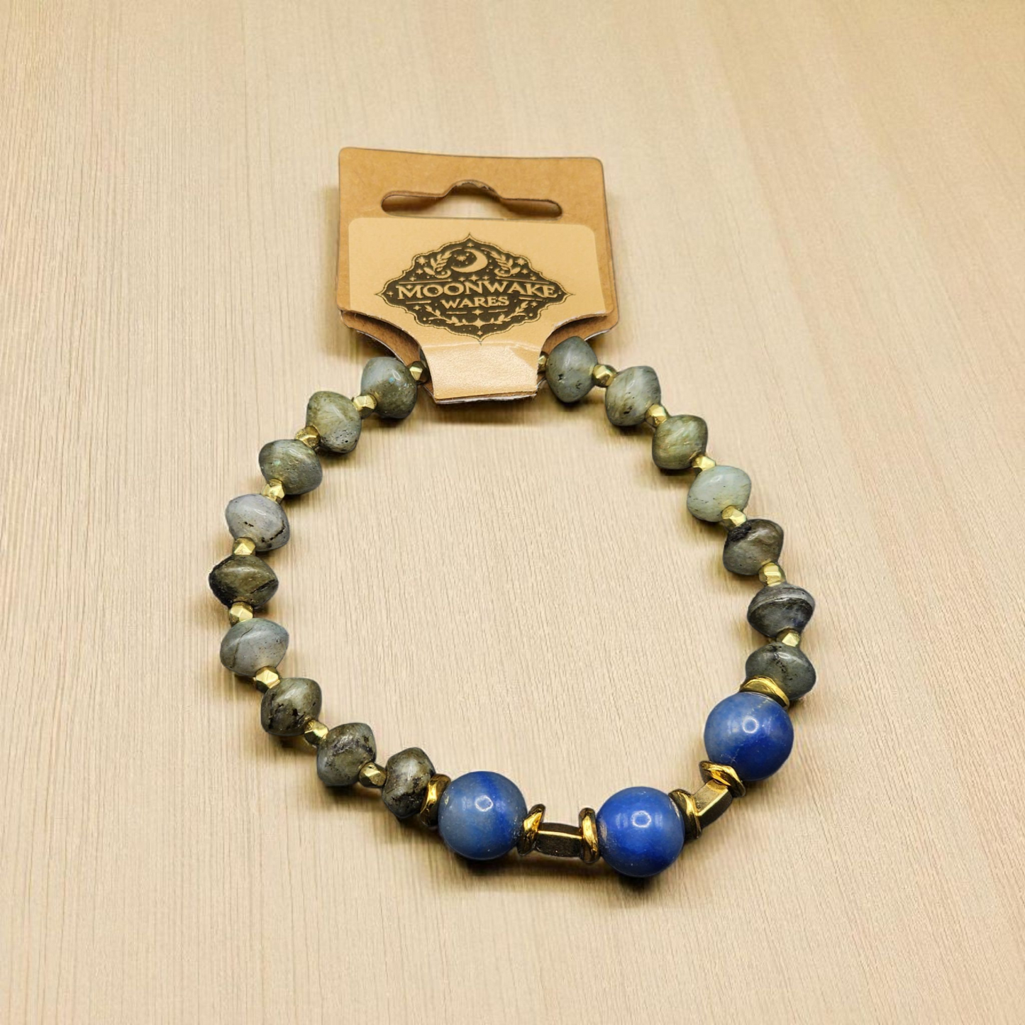 "Storm Horizon" – Labradorite & Blue Agate Bracelet