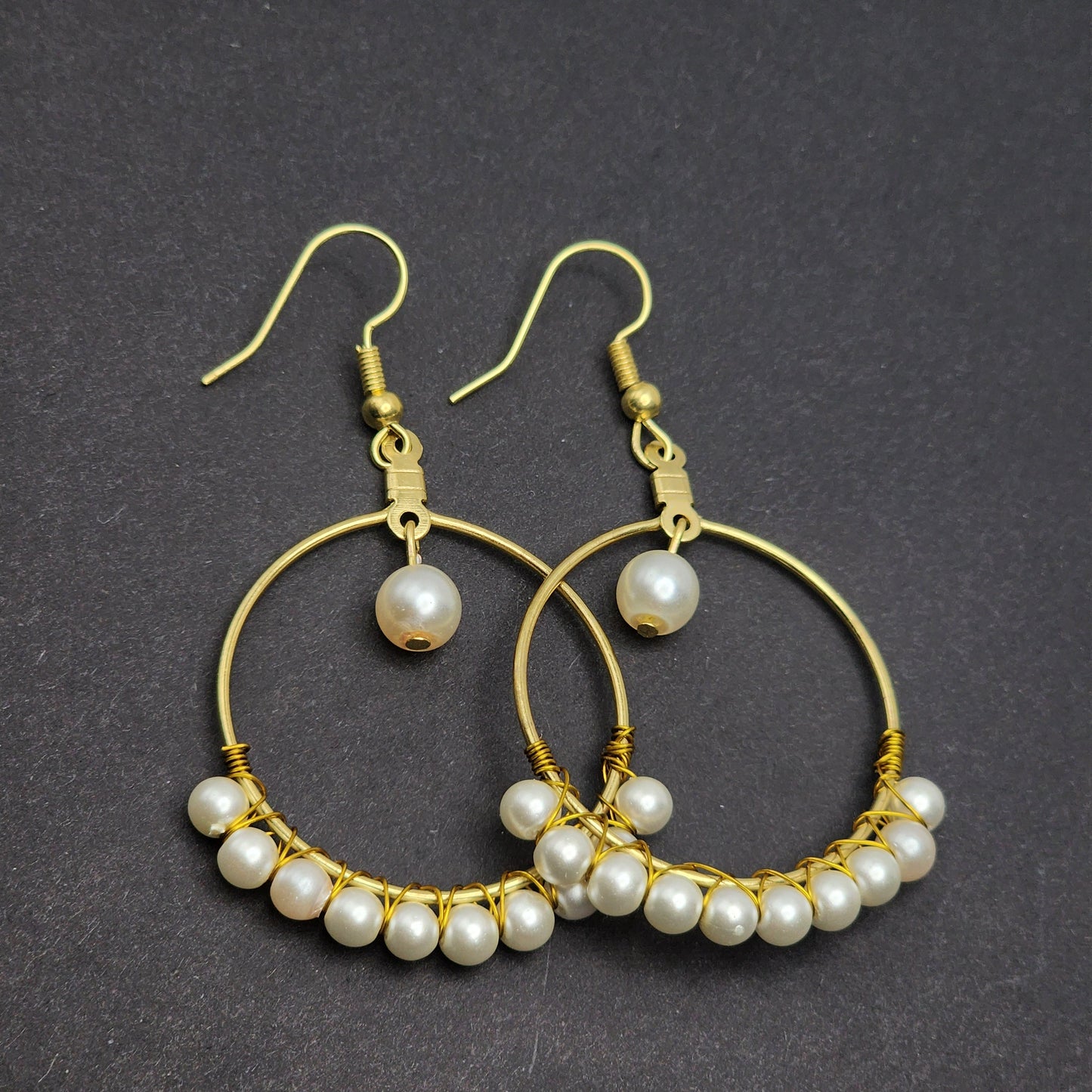 Synthetic Pearl Hoop Earrings