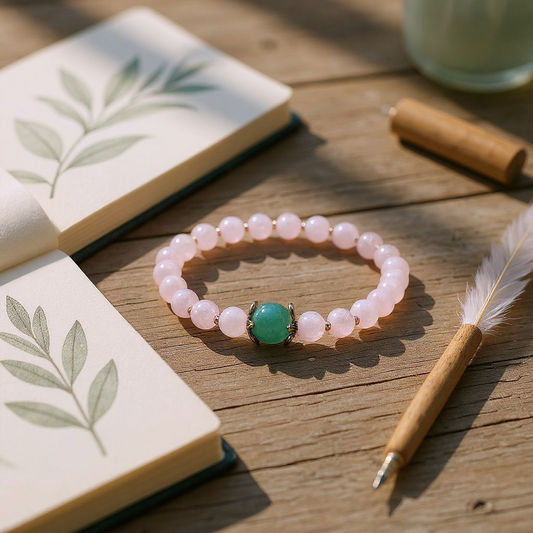 "Heart’s Harmony" – Rose Quartz & Aventurine Bracelet