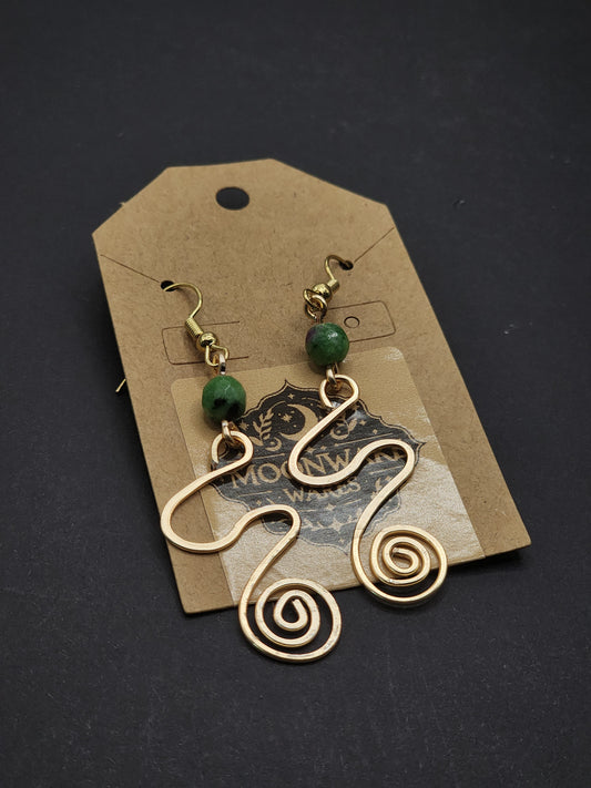Ruby in Zoisite Spiral Earrings