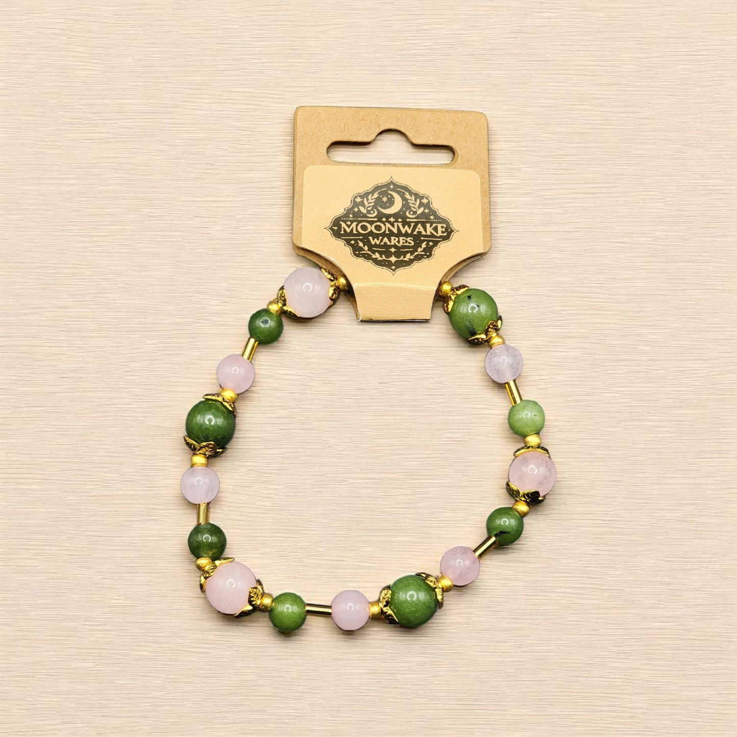 "Heart’s Grounding" – Rose Quartz & Jade Bracelet