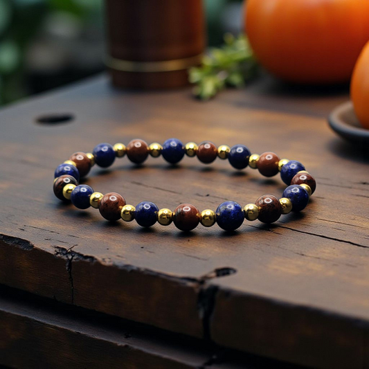 "Orion" – Lapis Lazuli & Mahogany Obsidian Bracelet