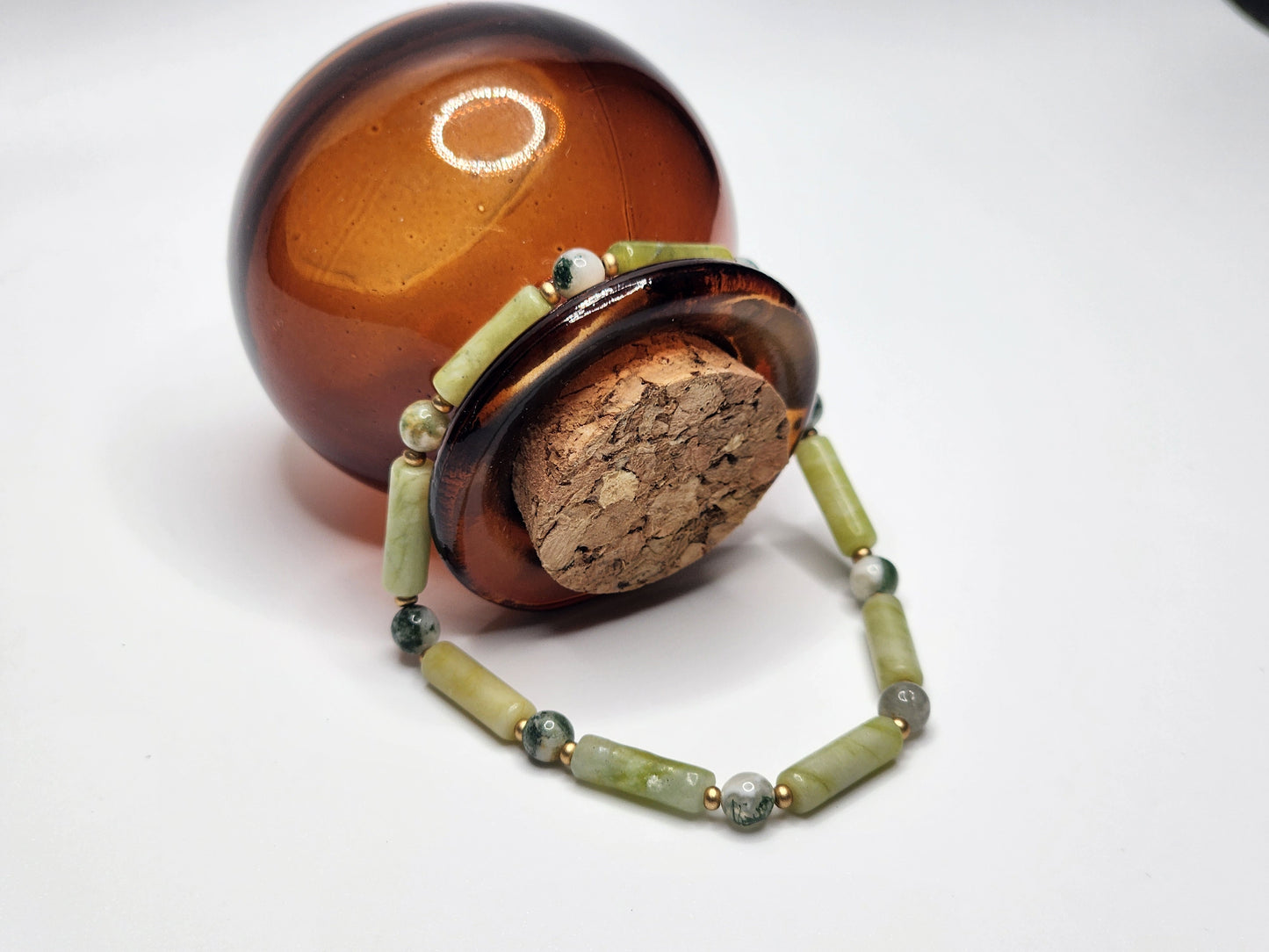 “Forest Stillness" – Jade & Tree Agate Bracelet
