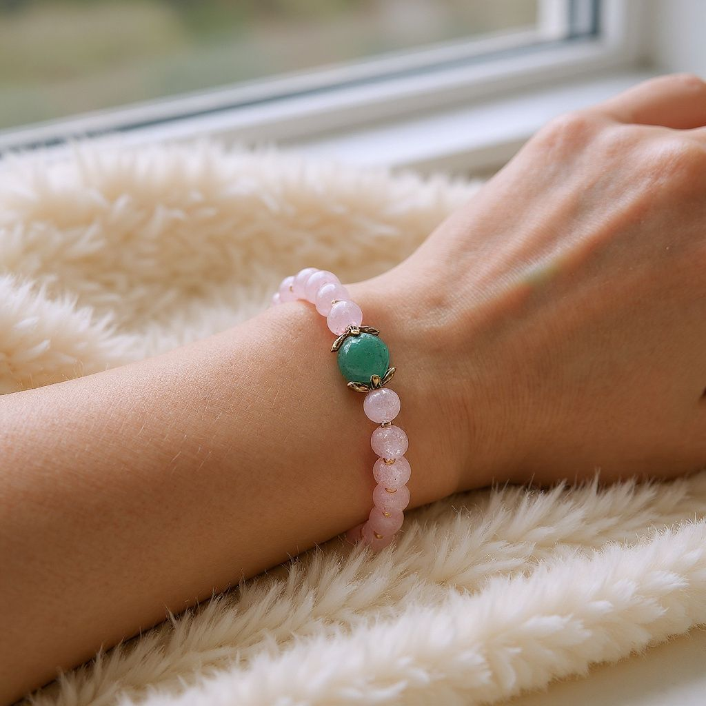 "Heart’s Harmony" – Rose Quartz & Aventurine Bracelet