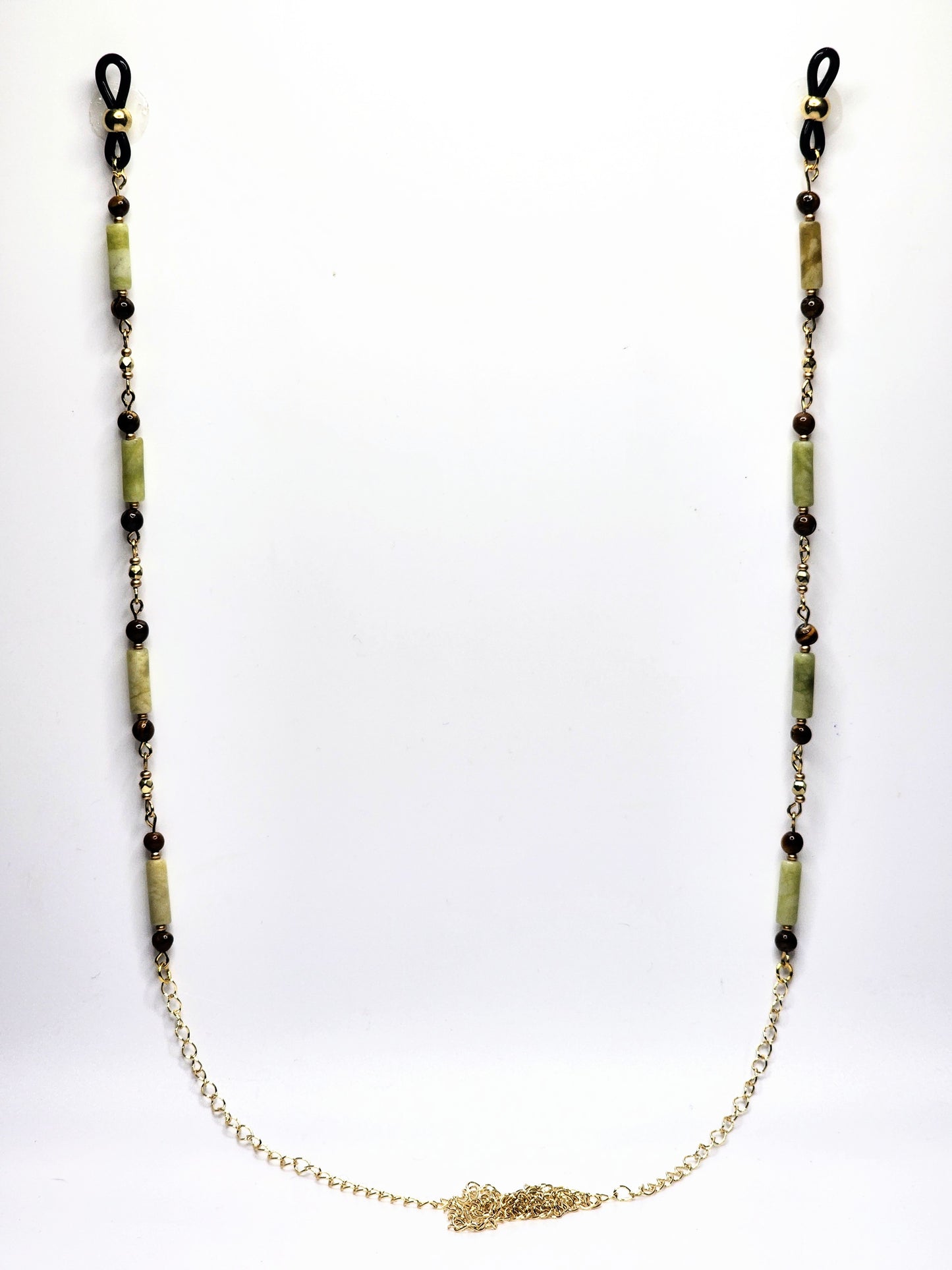 Tigers Eye & Jade Eyeglass Chain