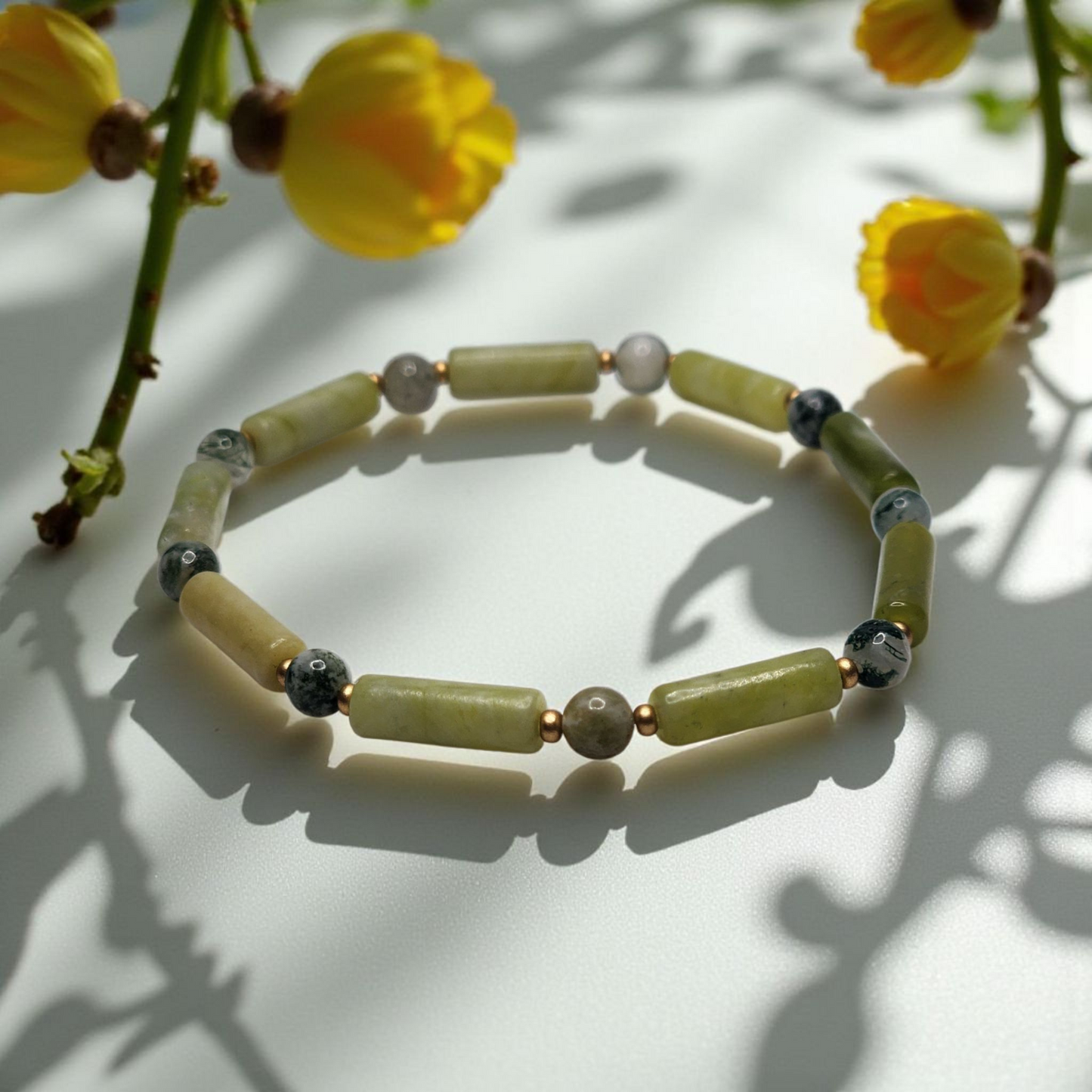 “Forest Stillness" – Jade & Tree Agate Bracelet